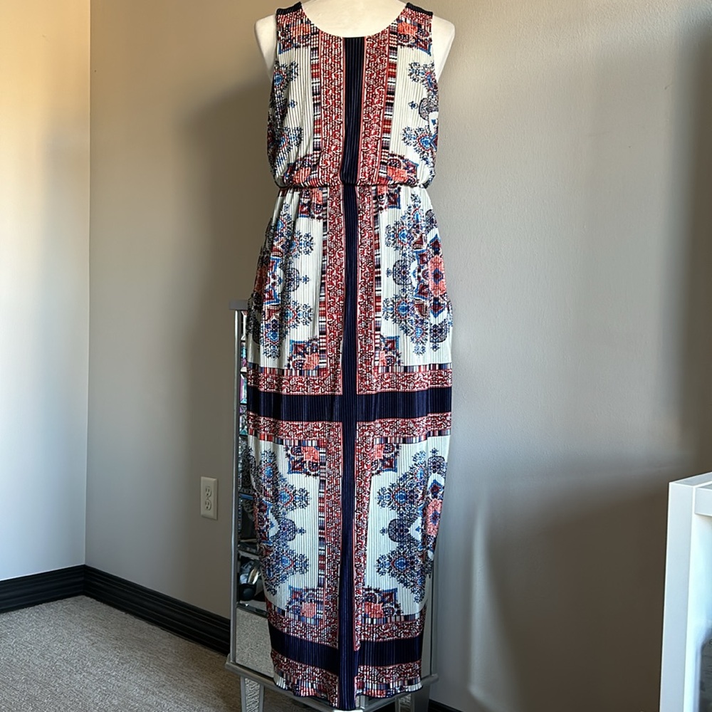 Christopher Banks | Women’s Maxi Dress Plus 14 Micro Pleat Satin Stretch Boho